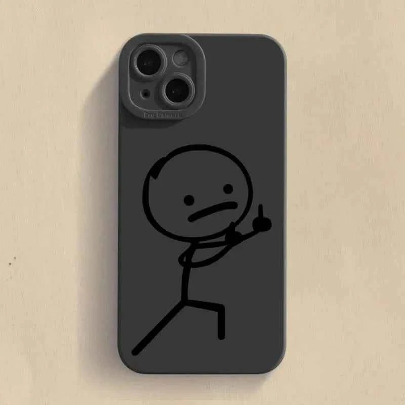 Cute Cartoon Matchman Matte Silicone Phone Case For iPhone 16 15 Soft Back Cover