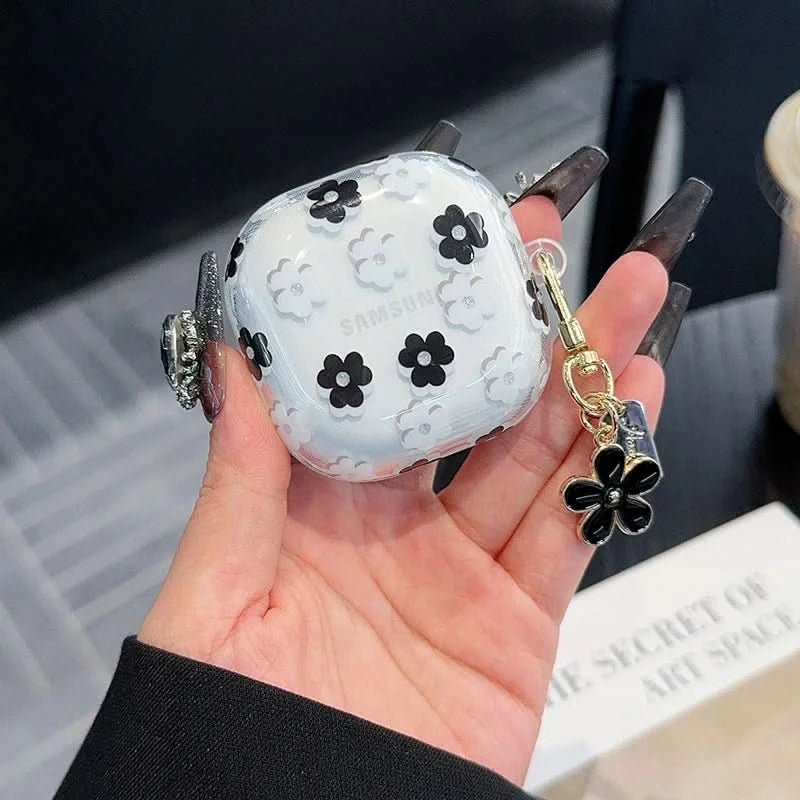 Fashion Flowers For Samsung Galaxy Buds Pro/Live/FE Soft TPU Anti-Fall Transparent Earphone Case For Galaxy Buds Pro 2 Cover