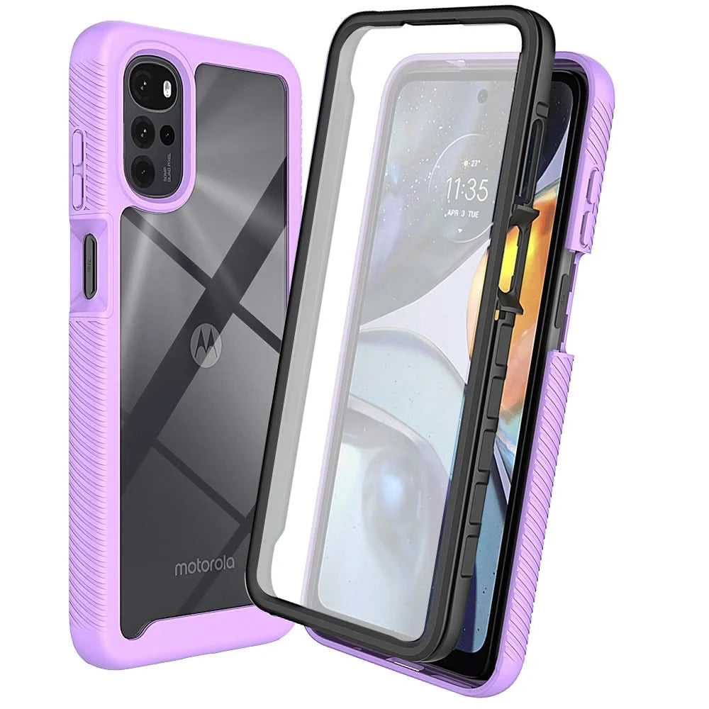 Moto E32 Shockproof Clear Case Built in Screen Protector Full Body Rugged Defender Cover for Motorola G22 Case, E32S,G52 Cases - Caseverse