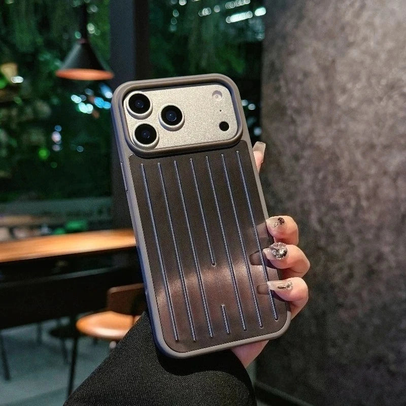 Classic 3D Corrugated Stripe Stylish Business Luggage Phone Case For IPhone 17 Pro Max Cover Hard Shockproof Bumper Luxury Funda