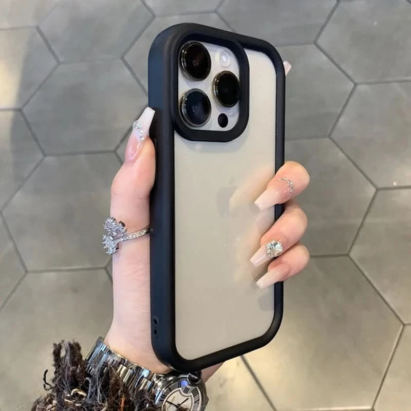 Matte Titanium gray rugged silicone case for iPhone 16 15 14 13 12 11 Pro Max thicken shockproof transparent hard phone cover Caseverse