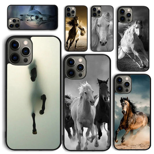 Running animal horse Phone Case for iPhone X XS XR 16 PRO MAX 15 14 PLUS 11 12 13 mini Back Cover Fundas Shell Caseverse
