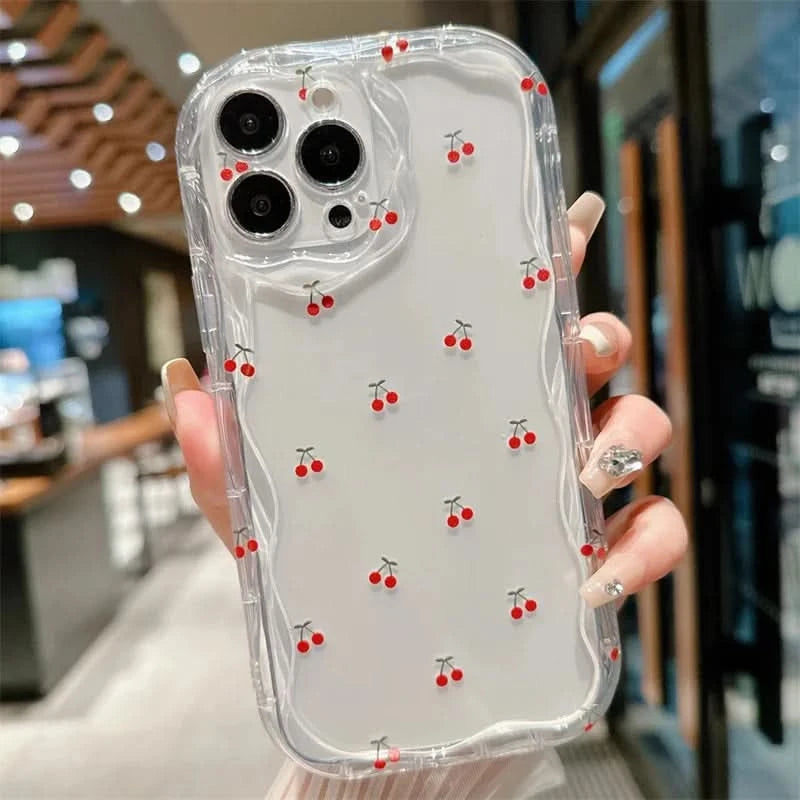 Gradient Love Heart Wavy Phone Case For IPhone 16 15 Pro Max 14 11 13 12 Mini XR 8 7 Plus X XS SE 2022 Clear Soft Silicone Cover Caseverse