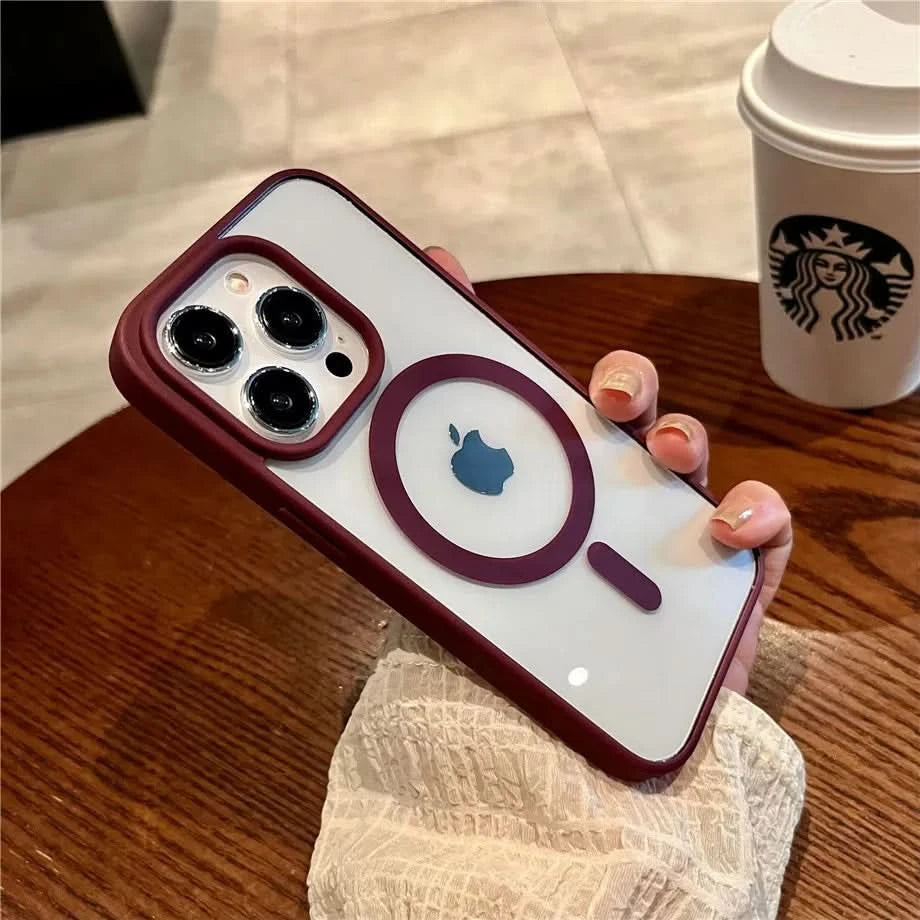 Luxury Magsafe Wireless Charge Phone Case for iPhone 16 15 14 Plus 13 12 11 Pro Max Mini Magnetic Soft Bumper Transparent Cover - Caseverse