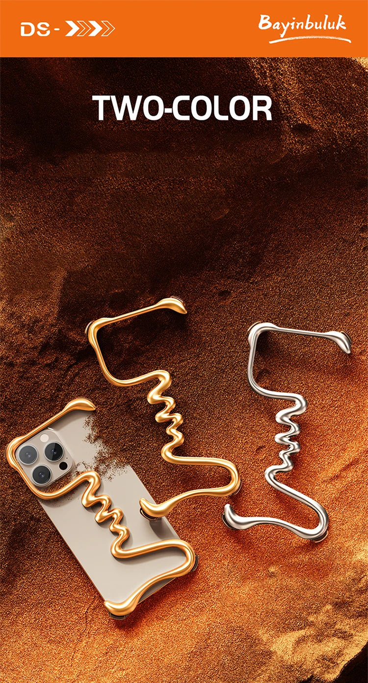 Metal 3D Track Bumper Phone Case For iPhone 16 Plus 15 14 Pro Max 15Pro Aluminum Alloy Frameless Shell Air Bag Shockproof Cover Caseverse