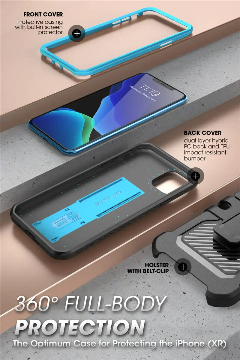 For iPhone 11 Case 6.1" (2019 Release) SUPCASE UB Pro Full-Body Rugged Holster Cover with Built-in Screen Protector & Kickstand - Caseverse