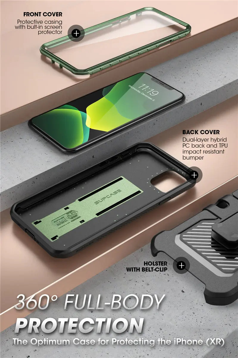 For iPhone 11 Case 6.1" (2019 Release) SUPCASE UB Pro Full-Body Rugged Holster Cover with Built-in Screen Protector & Kickstand - Caseverse