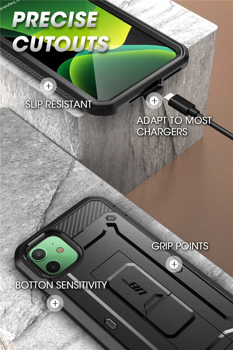 For iPhone 11 Case 6.1" (2019 Release) SUPCASE UB Pro Full-Body Rugged Holster Cover with Built-in Screen Protector & Kickstand - Caseverse
