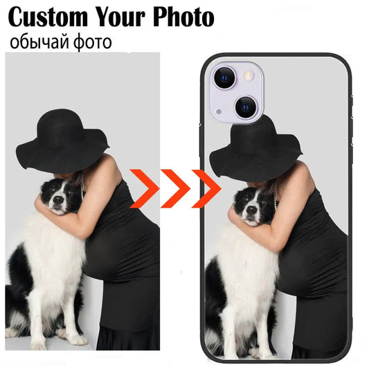 Custom Phone Cases For iphone 14 Pro Max 13 Mini 14 Plus Glass Silicone Cover Customized DIY Photo Personalized Pictures Fundas Caseverse