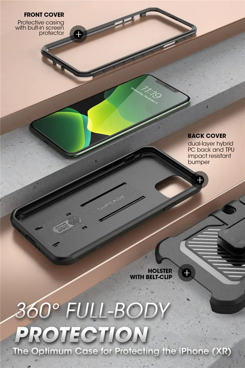 For iPhone 11 Case 6.1" (2019 Release) SUPCASE UB Pro Full-Body Rugged Holster Cover with Built-in Screen Protector & Kickstand - Caseverse