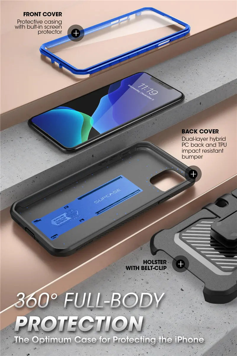 For iPhone 11 Case 6.1" (2019 Release) SUPCASE UB Pro Full-Body Rugged Holster Cover with Built-in Screen Protector & Kickstand - Caseverse