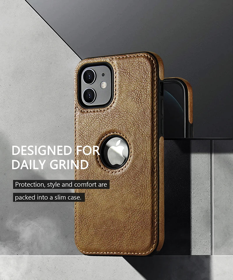 Cell Phone Case High Quality PU Leather Mobile Phones Cases for iPhone 11 12 13 14 15 Pro Max X XR Black Luxury Business Cover Caseverse