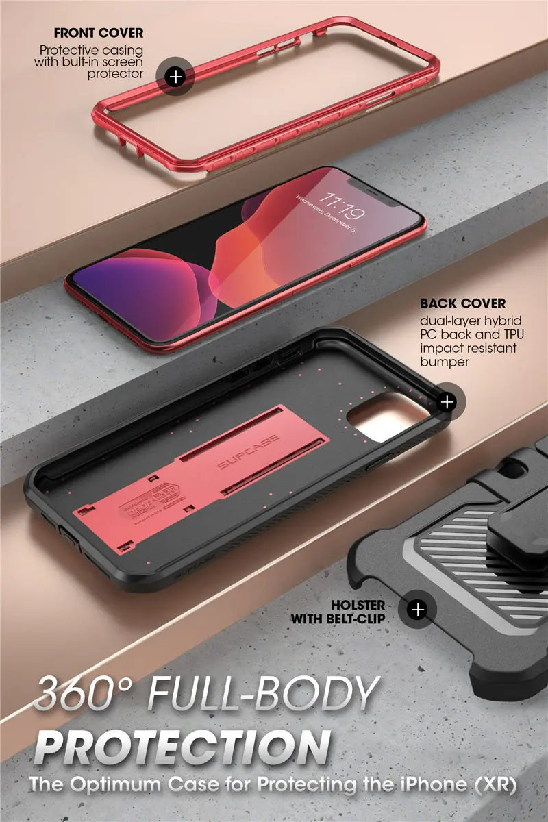For iPhone 11 Case 6.1" (2019 Release) SUPCASE UB Pro Full-Body Rugged Holster Cover with Built-in Screen Protector & Kickstand - Caseverse