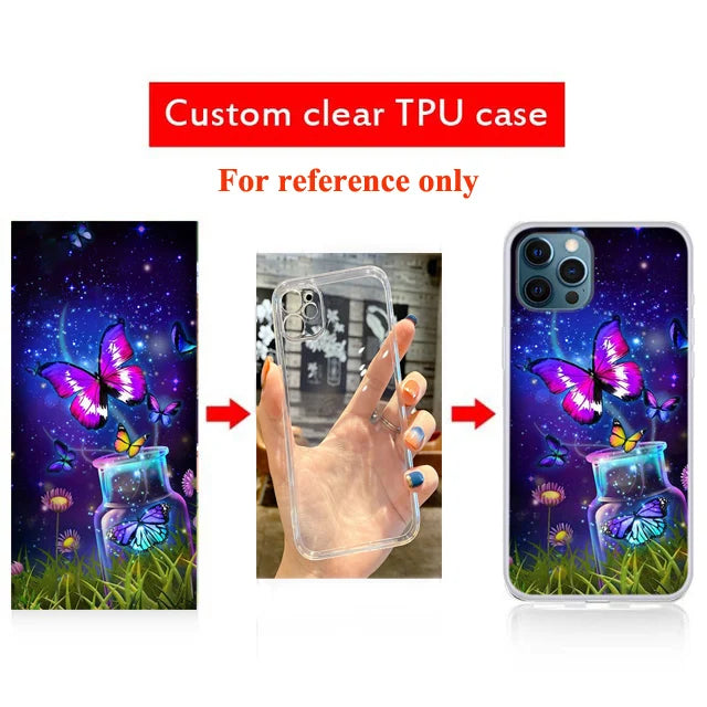 Custom Phone Cases For iphone 14 Pro Max 13 Mini 14 Plus Glass Silicone Cover Customized DIY Photo Personalized Pictures Fundas Caseverse