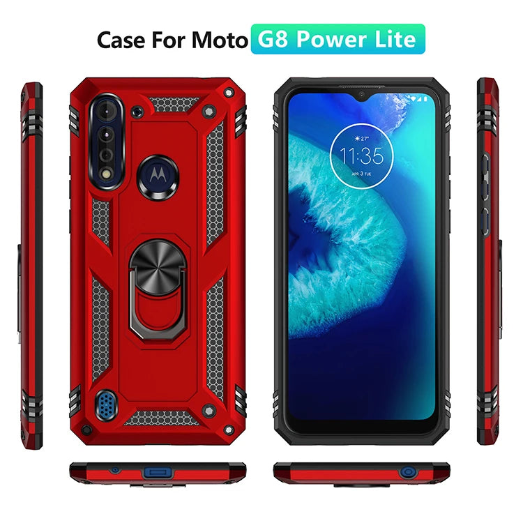 for Moto G8 Power Lite for Phone Moto G 8 Power Lite Case Shockproof Armor Rugged Military Protective Car Holder Magnetic Cover - Caseverse