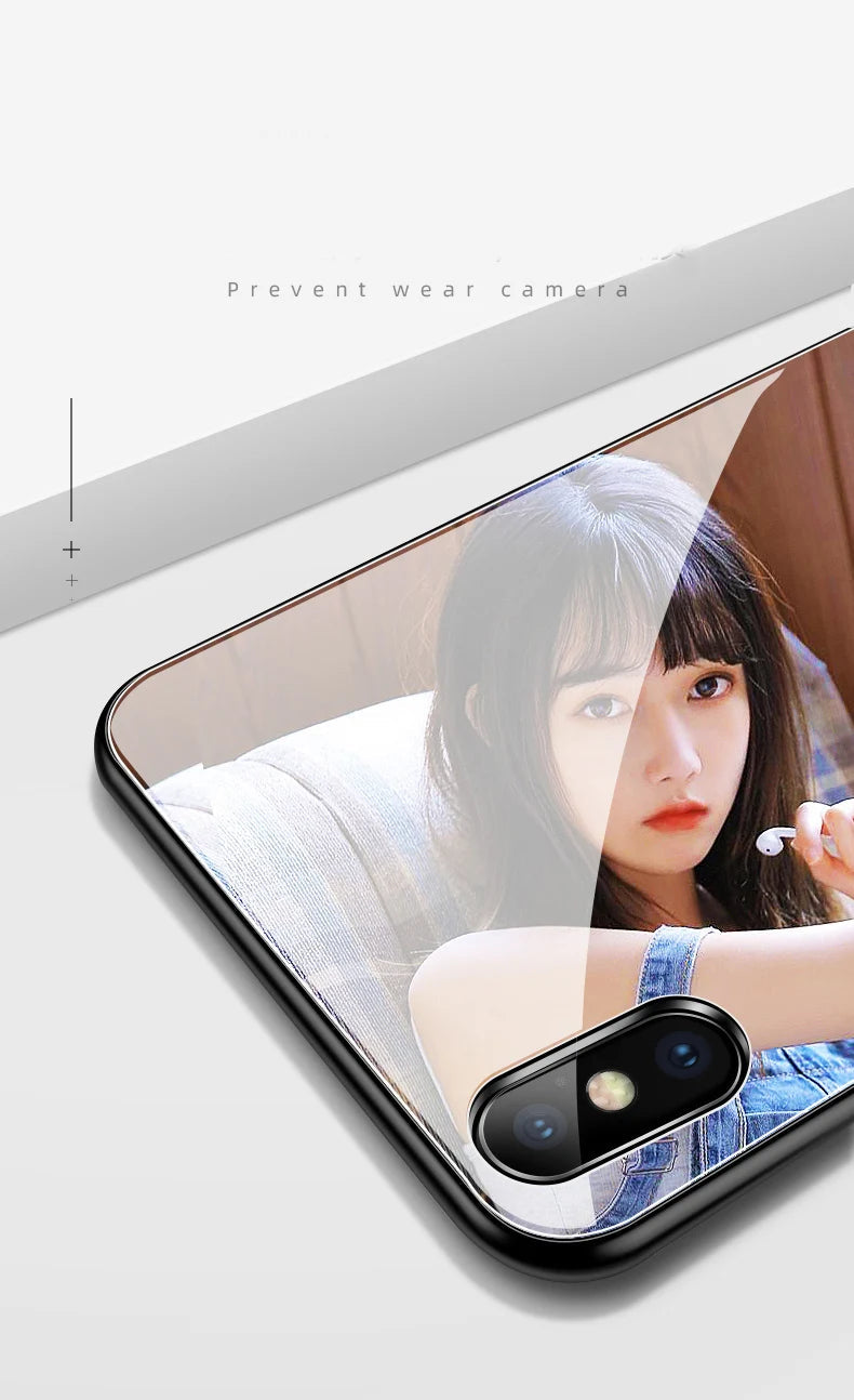 Custom Phone Cases For iphone 14 Pro Max 13 Mini 14 Plus Glass Silicone Cover Customized DIY Photo Personalized Pictures Fundas Caseverse