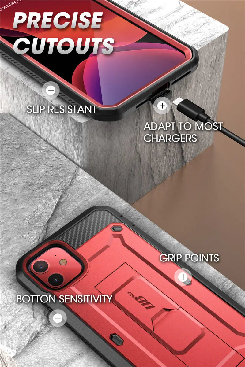 For iPhone 11 Case 6.1" (2019 Release) SUPCASE UB Pro Full-Body Rugged Holster Cover with Built-in Screen Protector & Kickstand - Caseverse