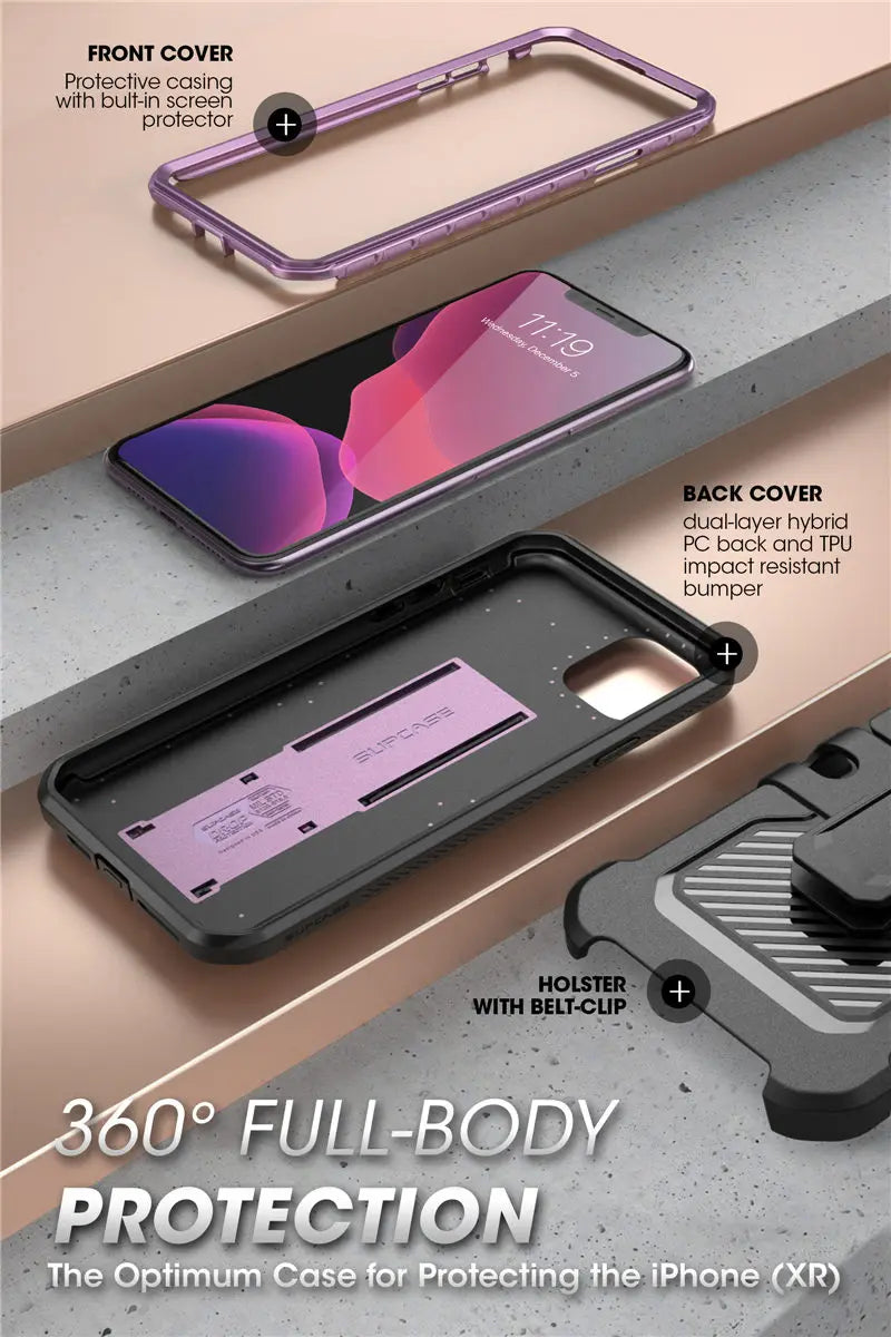 For iPhone 11 Case 6.1" (2019 Release) SUPCASE UB Pro Full-Body Rugged Holster Cover with Built-in Screen Protector & Kickstand - Caseverse