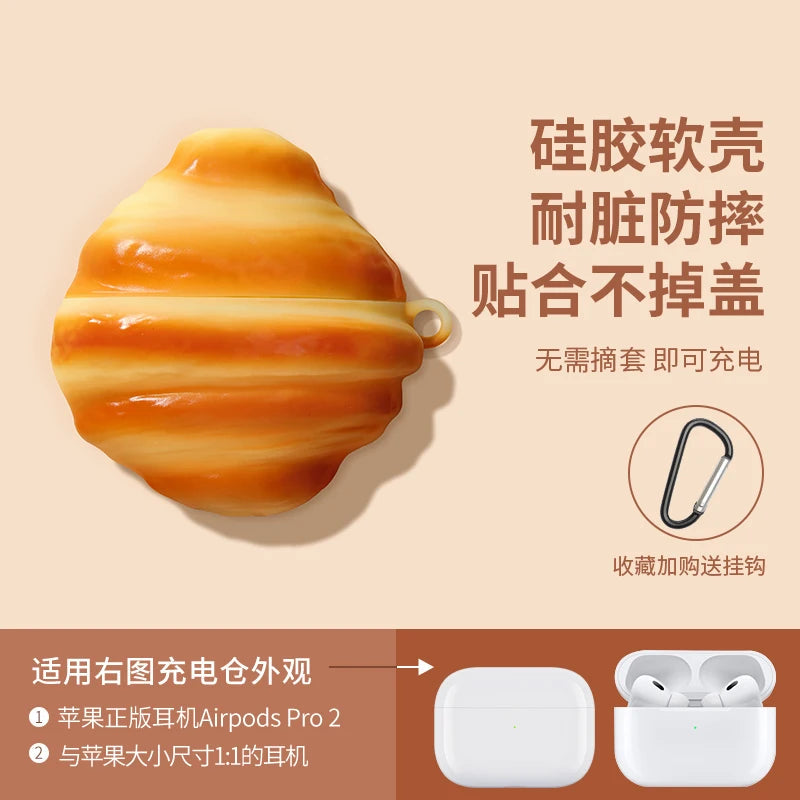 Toast Bread Donut Chocolate Cookies Case for Apple AirPods 4 1 2 3 Generation Cover for AirPods Pro 2nd Gen Air Pods Protective Caseverse