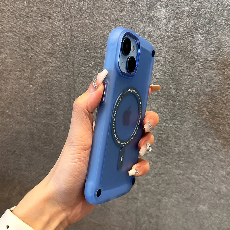 Military grade shockproof magsafe charging phone case for iPhone 15 14 13 12 Pro Max magnetic thicken corner silicone back cover - Caseverse