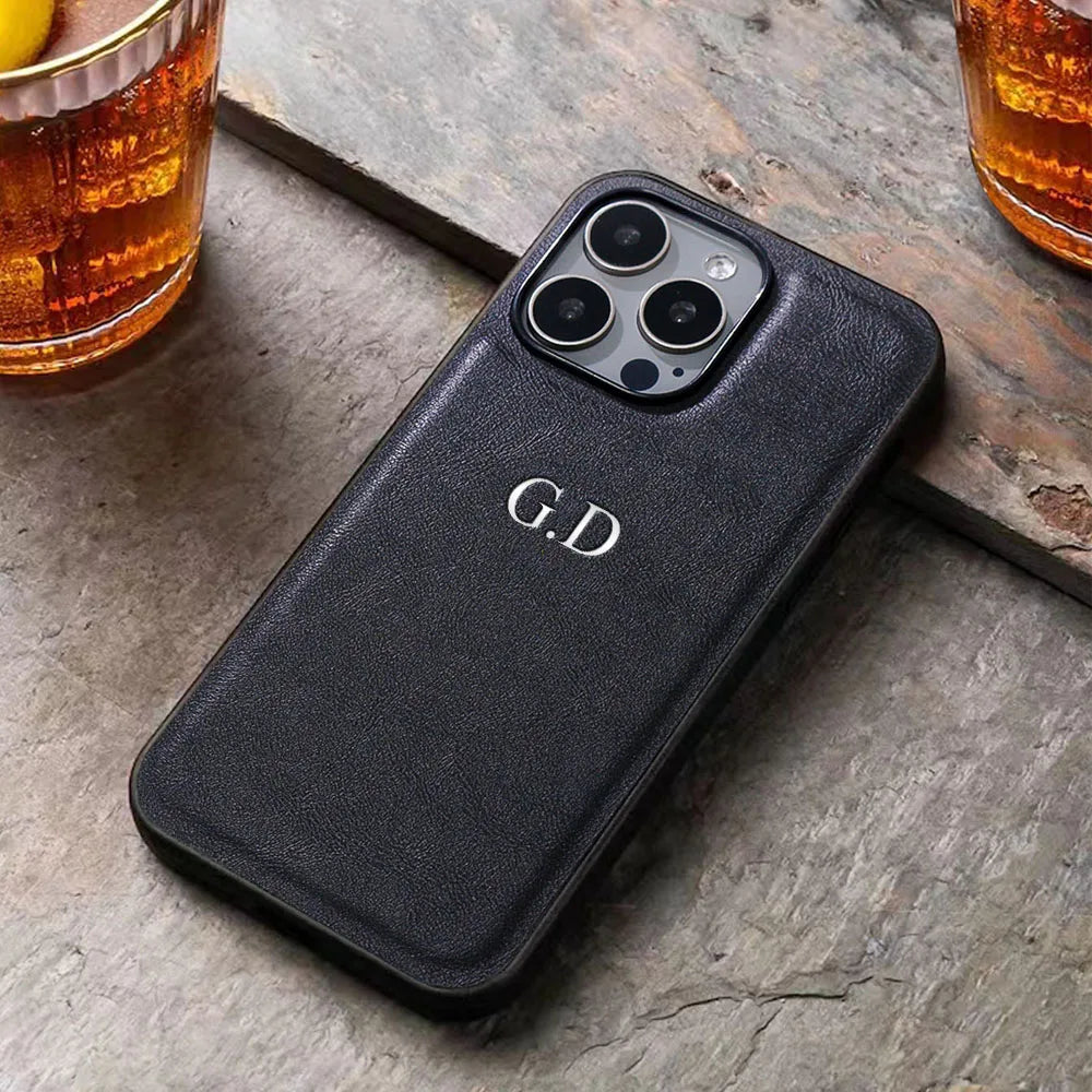 Leather Personalized Customized Initials Name Case For iPhone 16 15 14 13 12 11Pro Max Cover Luxury DIY Engraved 14 15 16 Plus Caseverse