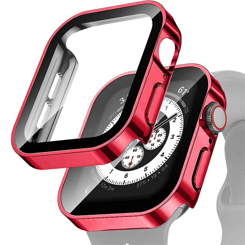 Electroplating Waterproof Case for Apple Watch Cover 41mm 40mm 45mm 44mm Screen Protector Glass Bumper iWatch 4 5 6 SE 7 8 9