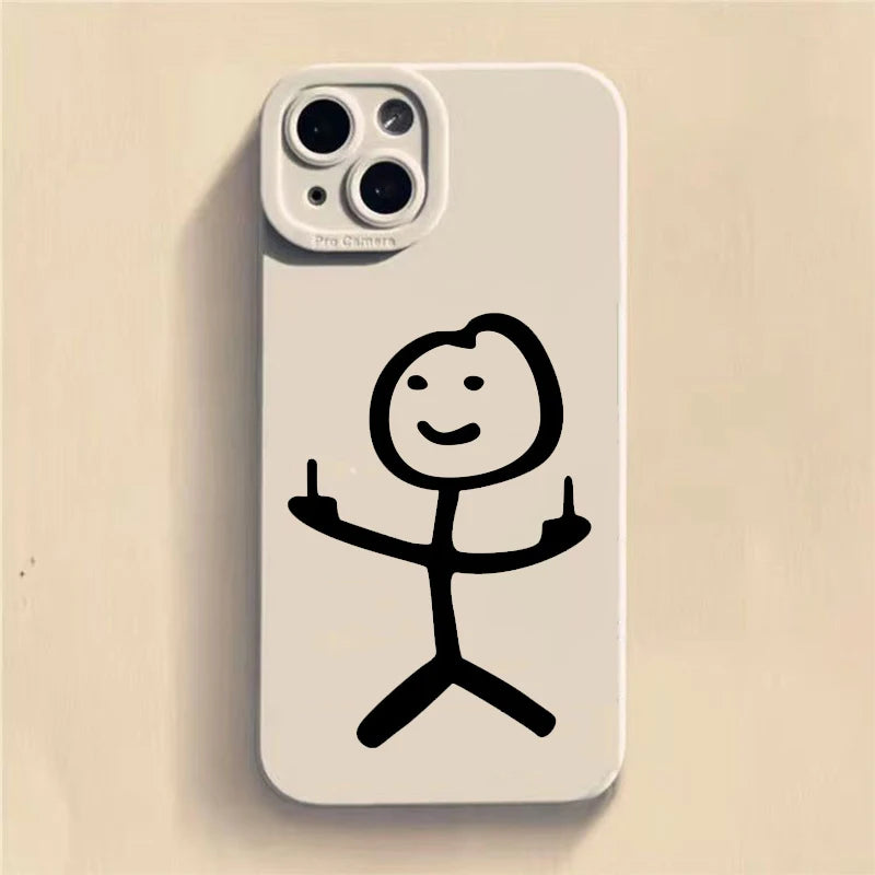 Cute Cartoon Matchman Matte Silicone Phone Case For iPhone 16 15 Soft Back Cover - Caseverse