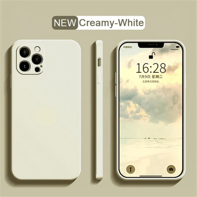 Luxury Liquid Silicone Shockproof Case for iPhone 14 15 Plus X XS XR Max Mini Back Soft Cover - Caseverse