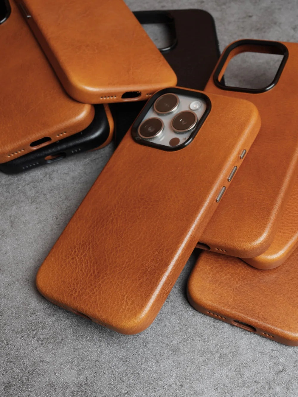 YMW Magnetic Genuine Leather Case for iPhone 16 Pro Max 15 14 Personality Cowhide Magnetic Phone Cover - Caseverse