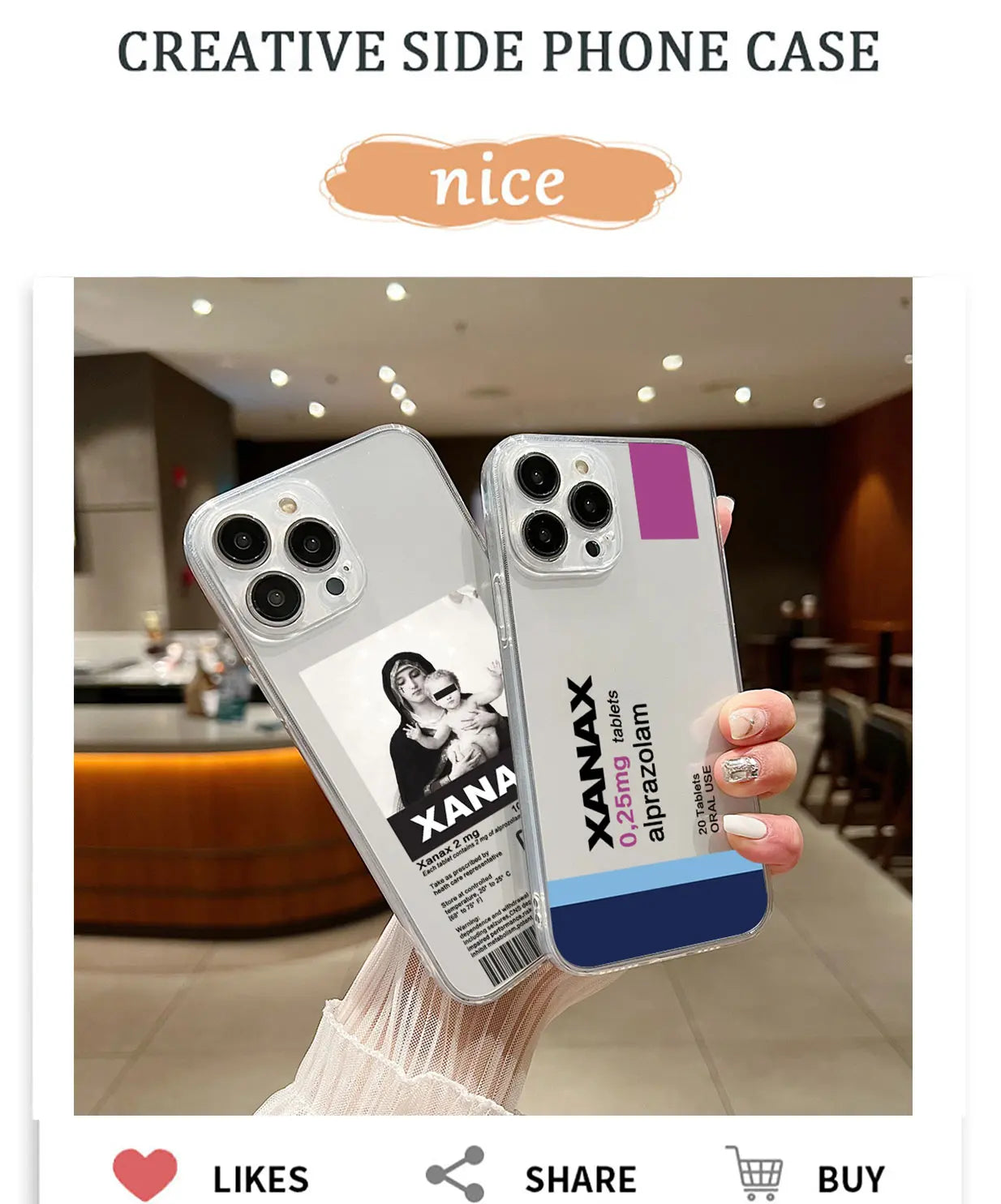 XANAX Chill Pill Phone Case For iPhone 15 14 13 12 11 Mini Pro Max X XR XSMax 6S 6 7 8 Plus SE20 Transparent Cover Caseverse