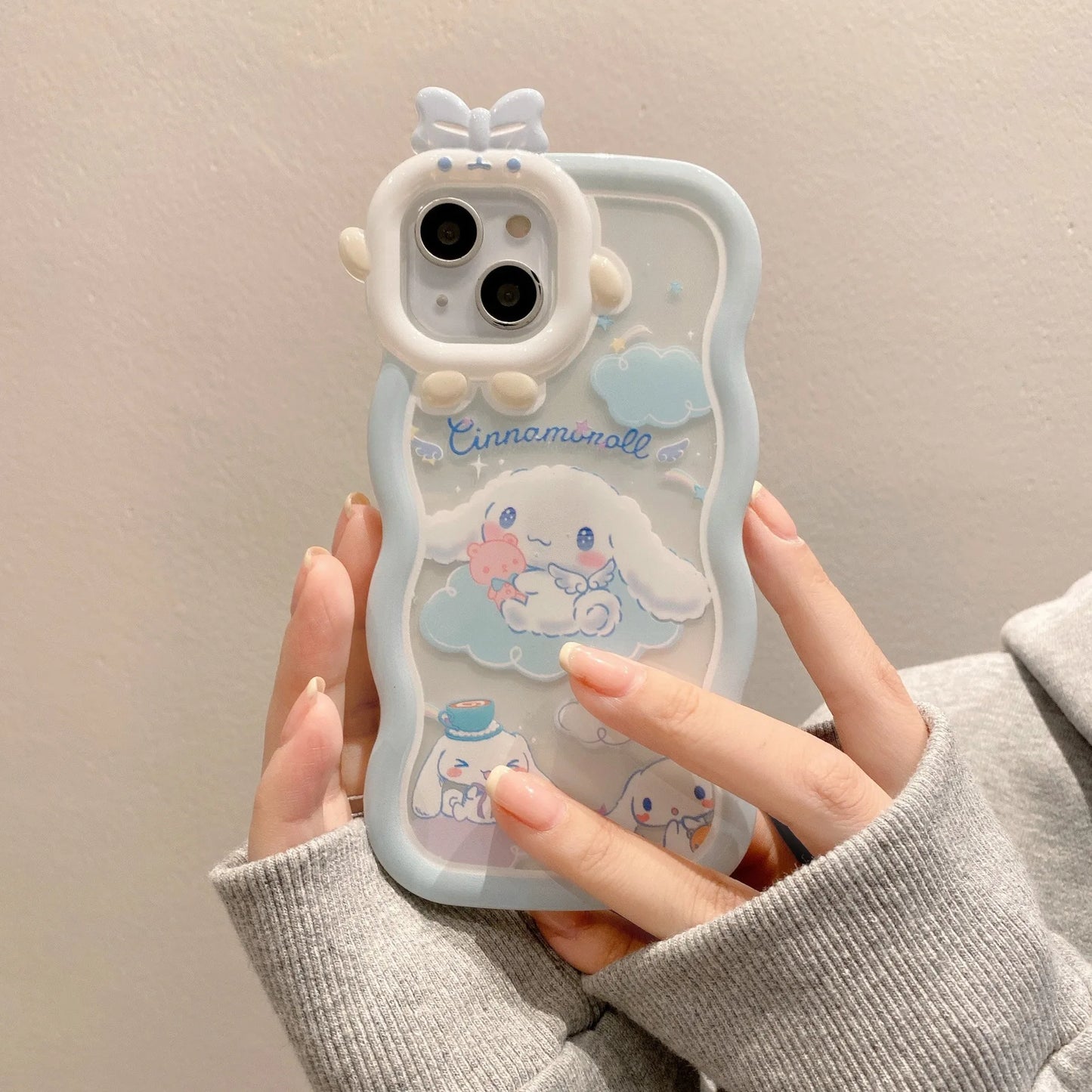 Kawaii Sanrio Cinnamoroll With Bracelet Bracket Phone Case For iPhone 15 14 13 12 11 Pro Max XR XS MAX X 7 Back Cover Y2k Gift - Caseverse