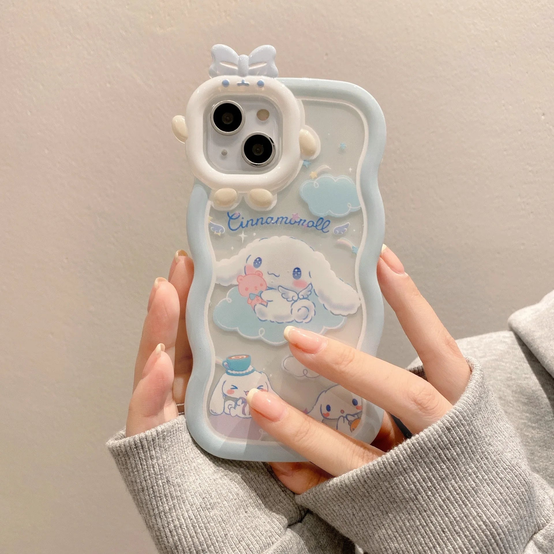 Kawaii Sanrio Cinnamoroll With Bracelet Bracket Phone Case For iPhone 15 14 13 12 11 Pro Max XR XS MAX X 7 Back Cover Y2k Gift - Caseverse