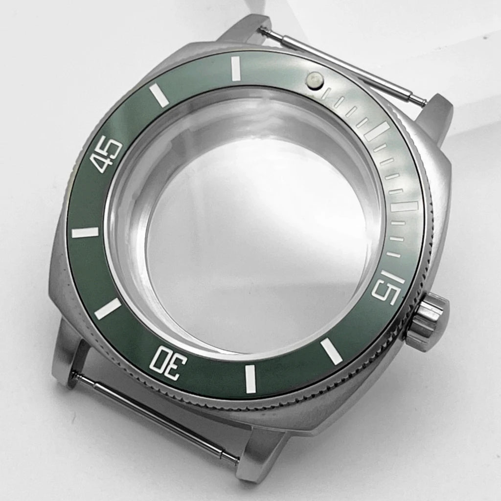 42mm Silver Watch Case Sapphire Glass Watch Case Plane Ceramic Bezel Fit NH35 NH36 Movement Watch Accessories