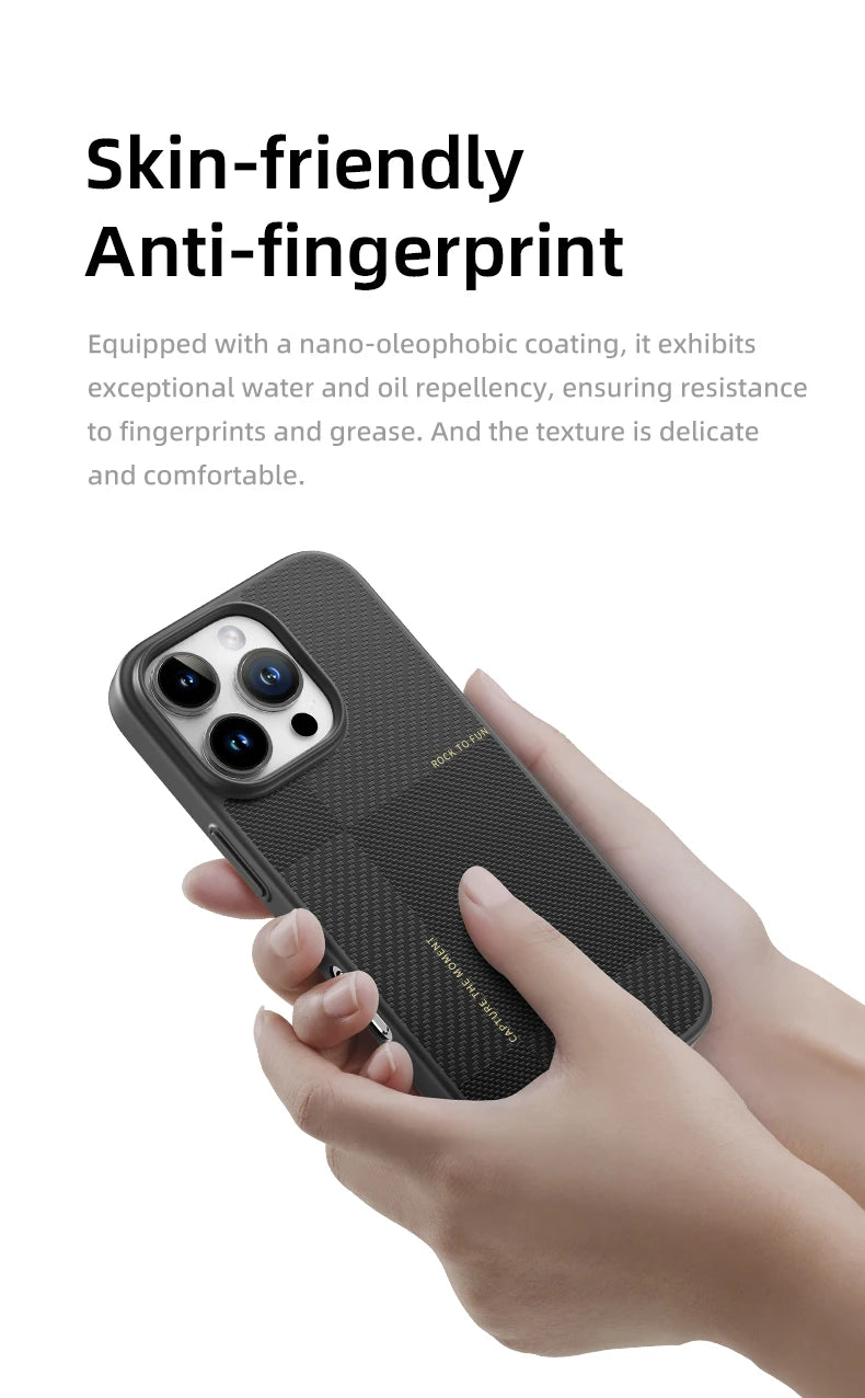 ROCK Aramid Fiber Magnetic Case for iPhone 16 Pro Max Military Grade Shockproof Cover for iPhone 16 Pro Compatible with MagSafe - Caseverse