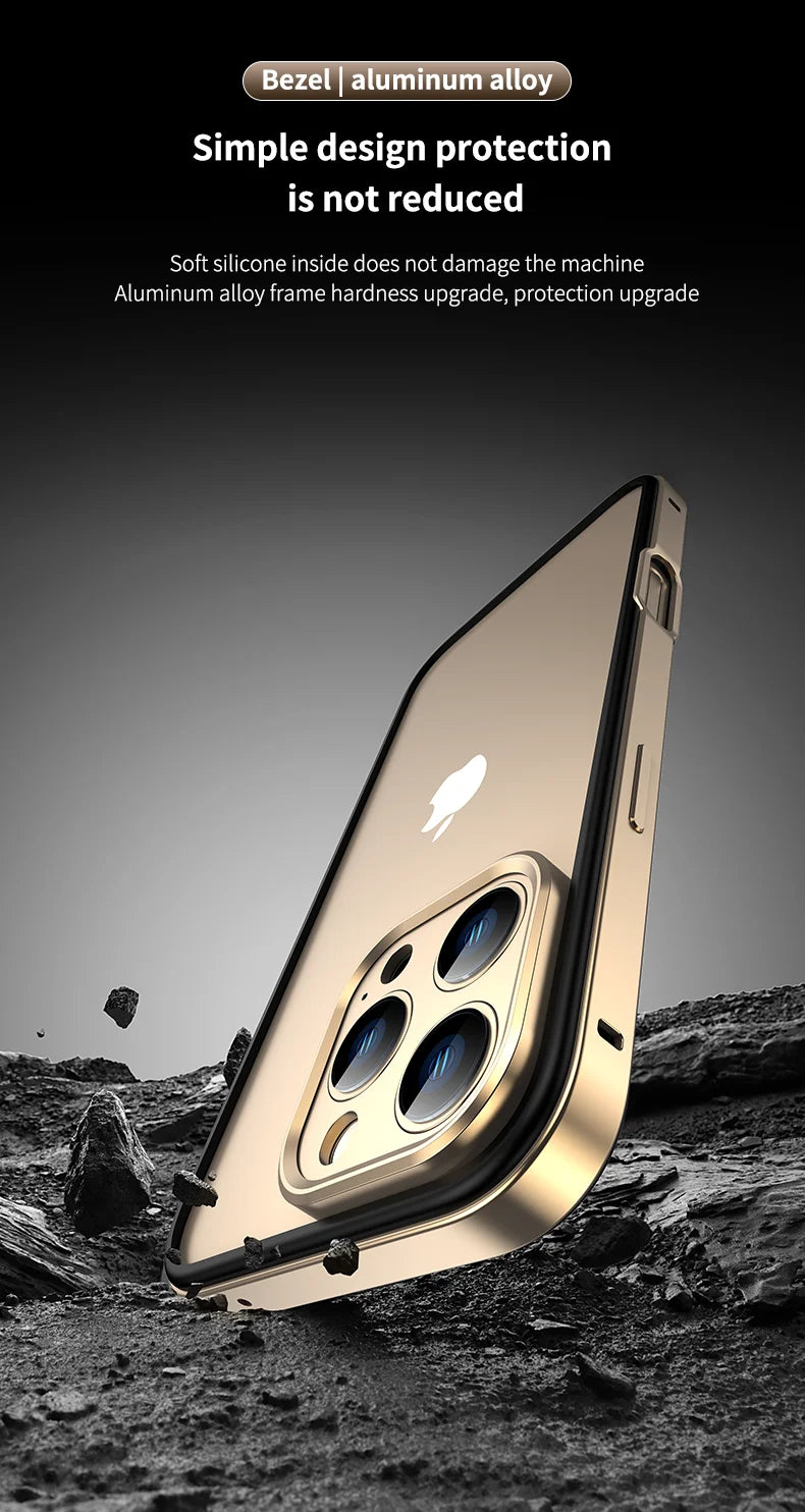 Camera Protection + Hybrid Silicone Frame Aluminum Metal Phone Case For iPhone 16 Pro Max 15 14 13 Better Heat Bumper