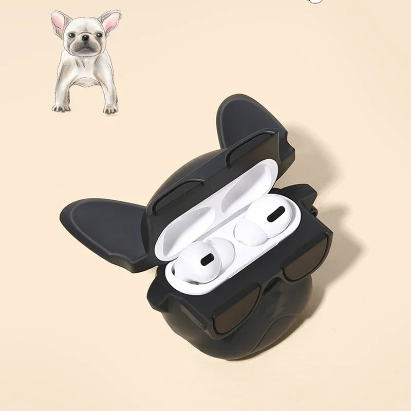 Cute Cartoon 3D Bulldog Dog Earphone Case for Airpods 3 2 1 Pro2 3rd Generation Silicone Soft Cover for Air Pods Pro 2 with Hook