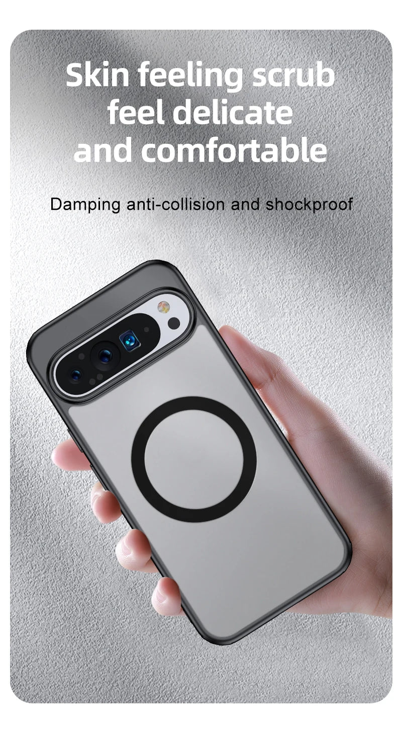 For Google Pixel 9 Pro XL 8 7 Pro 8a 7a Magsafe Case Matte White & Clear Wireless Charging Shockproof Magnetic Armor Cover Caseverse