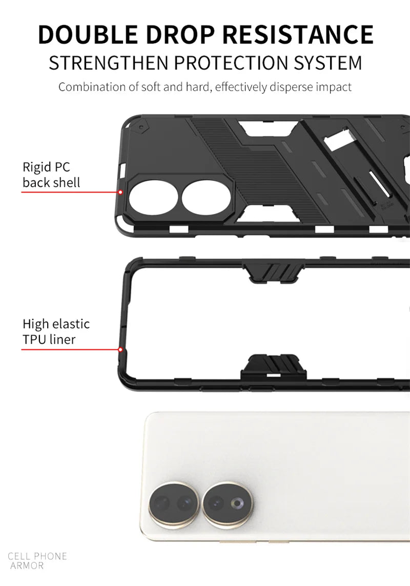 For Honor 90 Case Shockproof Rugged Hard PC Armor Phone Cases For Honor 90 Pro Honor90 Lite Car Magnetic Holder Stand Back Cover - Caseverse