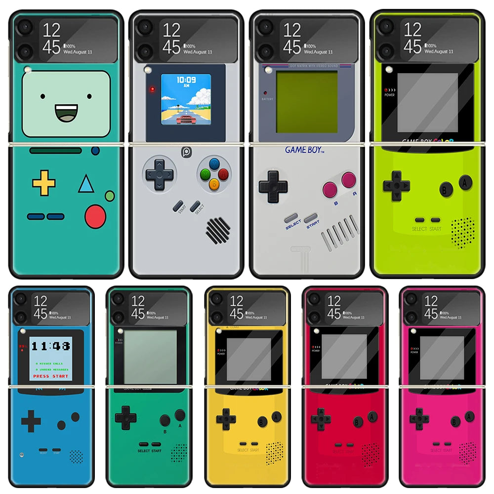 Gameboy Boy Game Phone Case for Samsung Galaxy Z Flip6 5G Flip4 Flip5 Flip3 Black Cover Z Flip 6 5 4 3 PC Shell Coque Galaxy Z F Caseverse