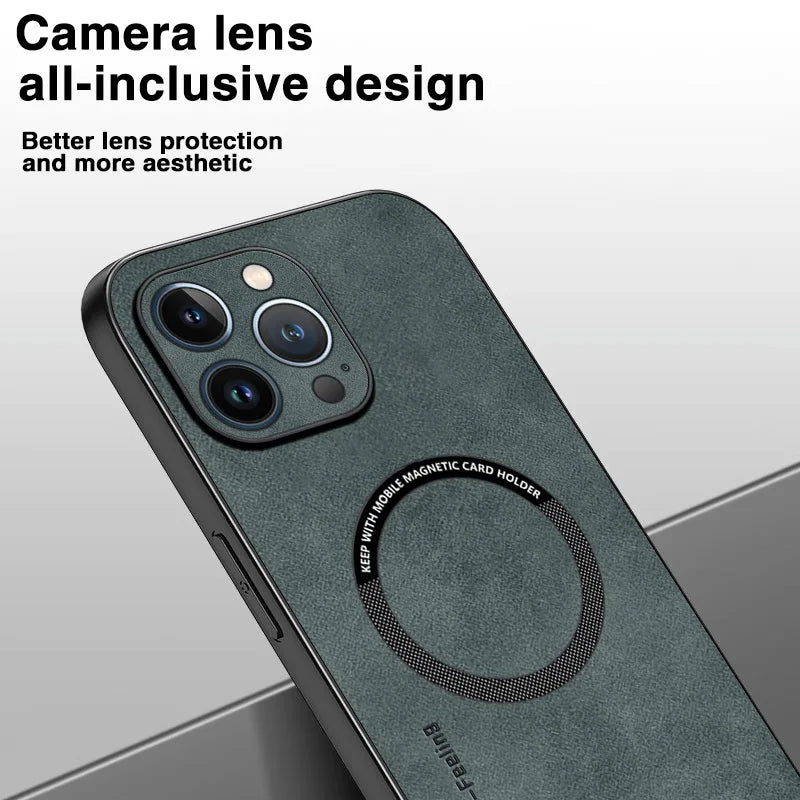 Magnetic For Magsafe Leather Case For iPhone 15 14 Pro Max 14pro 12 13 Pro Max 11 16 Luxury Wireless Charge Shockproof Cover Caseverse