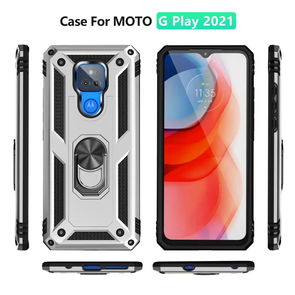 for Moto G Play Case for Phone Moto G Play 2021 Case Shockproof Armor Rugged Military Protective Car Holder Magnetic Cover