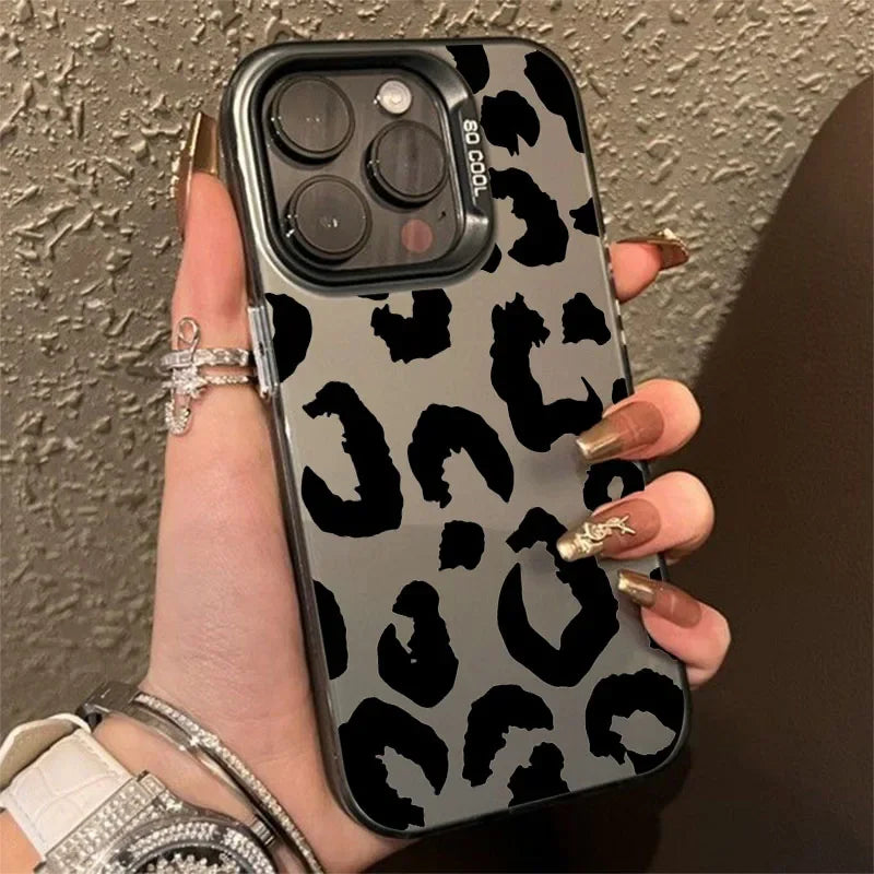 Leopard Print Electroplate Silver Phone Case for Xiaomi 14T Pro Cases Mi 13 12 11 Lite 14 13T 12T Poco M6 X5 X6 F5 F6 Pro Cover - Caseverse