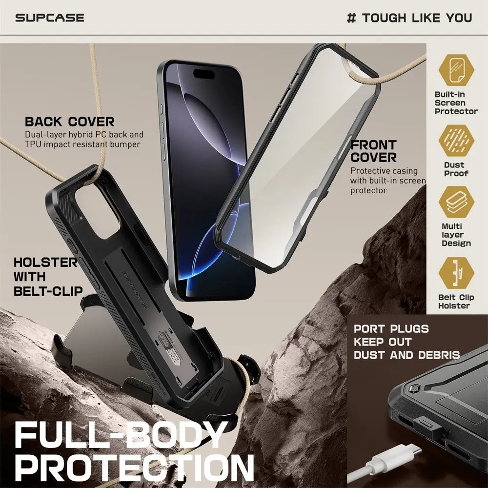 SUPCASE For iPhone 16 Pro Max Case 6.9" (2024) UB Pro Full-Body Heavy Duty Rugged Phone Case with Built-in Screen Protector - Caseverse
