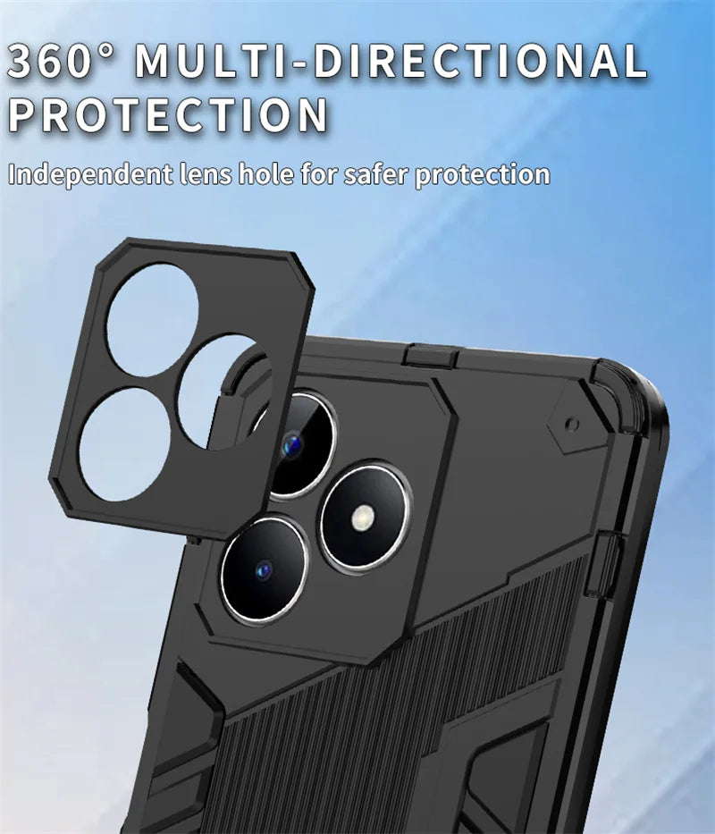 For Realmi C53 4G Case Shockproof Rugged Armor Phone Case For Realme C53 C 53 4G RMX3760 6.74" Magnetic Holder Stand Back Cover - Caseverse