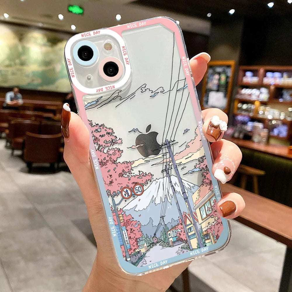 Scenery Sunset Phone Case For IPhone 11 14 12 13 Pro Max iphone11 14promax XR XS Max X 7 8 Plus SE 2020 Shockproof Clear Cover - Caseverse