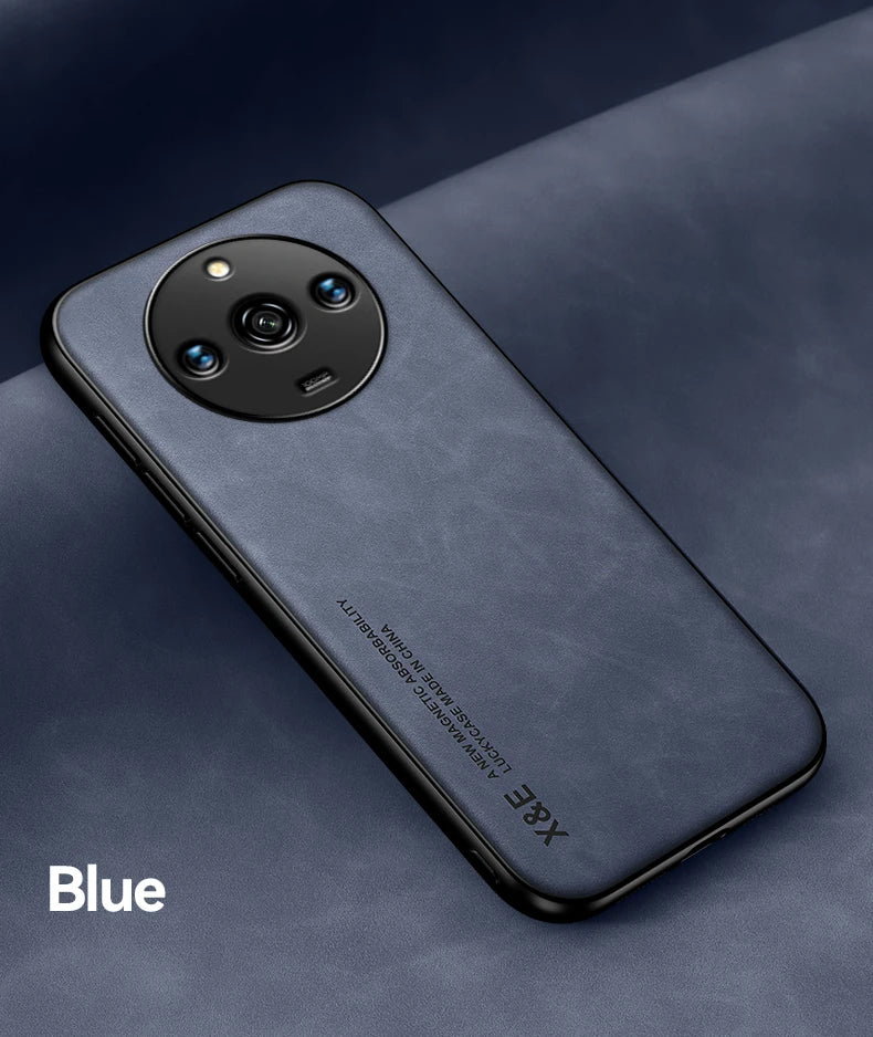 For Realme 11 Pro Plus Case Luxury Leather With Metal Plate Phone Cases For Realme 11 11Pro+ 5G Car Magnetic Holder Back Cover - Caseverse