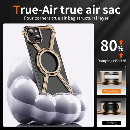 Titanium Metal Phone Case for iPhone 13 15 14 16 ProMax 16 15Pro Protective Cover Bumper w/ 360° Rotation Holder Shockproof Sase Caseverse