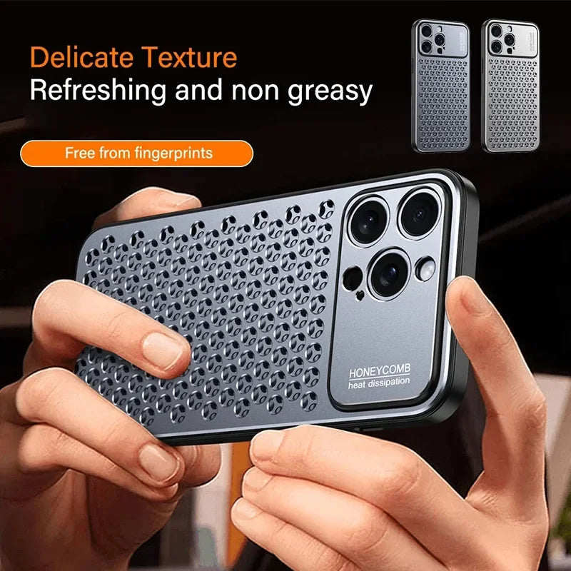 Aluminum Alloy Phone Case For iPhone 16 Pro Max 15 14 13 Metal Breathable Back Cover Caseverse
