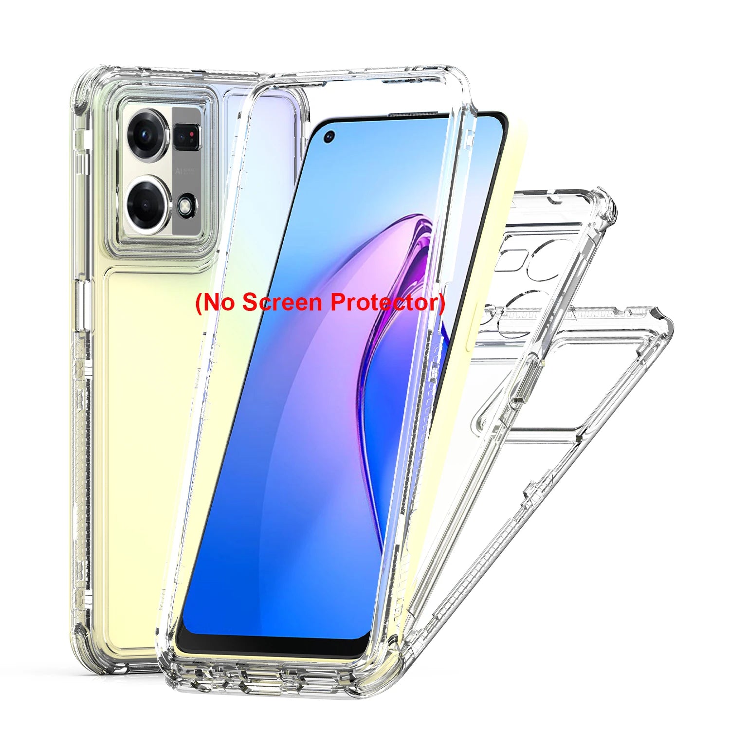 3 in 1 Rugged Armor Shockproof Phone Case For OPPO Reno 7 4G CPH2363 Hard Plastic Frame Transparent TPU Back Cover Fundas Capa - Caseverse