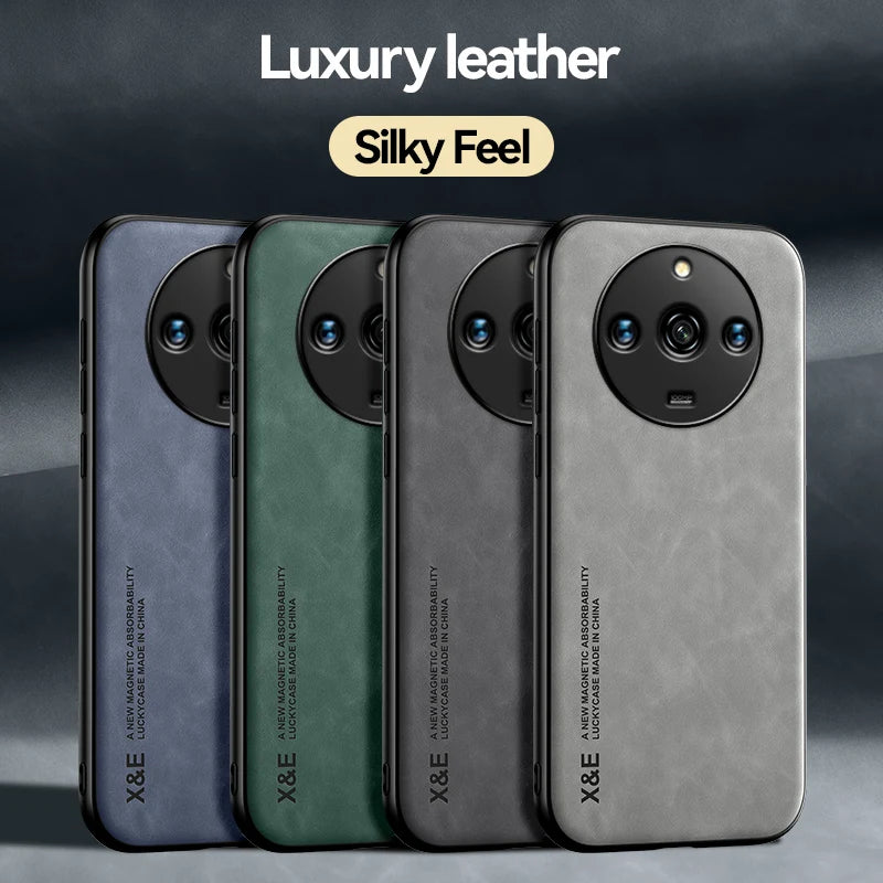 For Realme 11 Pro Plus Case Luxury Leather With Metal Plate Phone Cases For Realme 11 11Pro+ 5G Car Magnetic Holder Back Cover - Caseverse